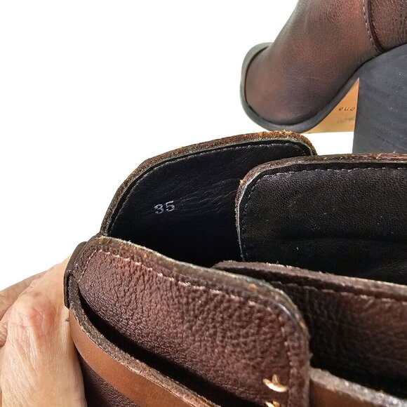 Rag Bone Harrow Ankle Boot Size 35 US 4.5 Brown Pebble Leather 3.5" Heel - Picture 4 of 10